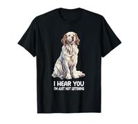 Clumber Spaniel Design I Hear You Im Just Not Listening Unisex-Adults Black Classic Fit Short Sleeve Cotton Blend T-Shirt