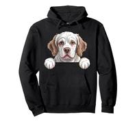 Clumber Spaniel Funny Peeking Droopy Dog Pocket Puppy Pullover Hoodie