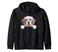 Clumber Spaniel Funny Peeking Droopy Dog Pocket Puppy Zip Hoodie