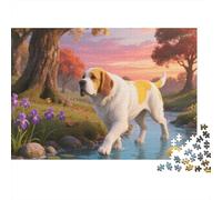 Clumber Spaniel Puzzles 1000 Piece Challenge Toys for Adults Kids Cute Pet Impossible Jigsaw Puzzles Educational Game Home Decoration 1000pcs (75x50cm)