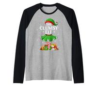 Clumsy Elf Christmas Family Elf Squad Xmas Girls Women Raglan Baseball Tee