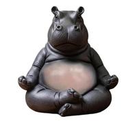 Clumsy Hippo Figurine, Handcrafted Resin Hippo Figurine, Yoga Master Hippo Statue, Yoga Pose Decor, Meditation Sculpture Desktop Decor, for Home, Garden & Party (B)