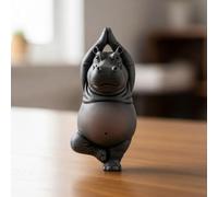 Clumsy Hippo Yoga Resin Figurine - Amusing Meditation Hippo Statue, Unique Mindfulness & Yoga Gift for Women, Mum, Wife, Zen Desktop Ornament for Home Office Shelf, Knick Knack (A)