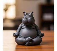 Clumsy Hippo Yoga Resin Figurine - Amusing Meditation Hippo Statue, Unique Mindfulness & Yoga Gift for Women, Mum, Wife, Zen Desktop Ornament for Home Office Shelf, Knick Knack (B)