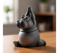 Clumsy Hippo Yoga Resin Figurine - Amusing Meditation Hippo Statue, Unique Mindfulness & Yoga Gift for Women, Mum, Wife, Zen Desktop Ornament for Home Office Shelf, Knick Knack (F)