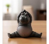 Clumsy Hippo Yoga Resin Figurine - Amusing Meditation Hippo Statue, Unique Mindfulness & Yoga Gift for Women, Mum, Wife, Zen Desktop Ornament for Home Office Shelf, Knick Knack (D)