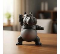 Clumsy Hippo Yoga Resin Figurine - Amusing Meditation Hippo Statue, Unique Mindfulness & Yoga Gift for Women, Mum, Wife, Zen Desktop Ornament for Home Office Shelf, Knick Knack (C)