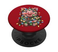 Clumsy Pig with Christmas Lights Holiday Fun PopSockets Adhesive PopGrip