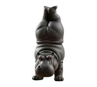 Clumsy Yoga Master Hippo, Funny Hippo Statue, Handcrafted 3D Printed Resin Hippopotamus Figurine, The Adorably Imperfect Yogi, Unique Meditation Sculpture Desktop Decor for Home Office Gift