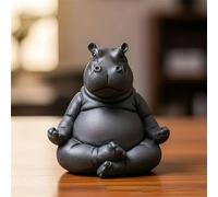 Clumsy Yoga Master Hippo Statue, Adorably Imperfect 3D Printed Resin Figurine, Resin Meditation Sculpture Figurine for Garden,Home, Patio,Deck,Porch Yard Art Decoration (D)