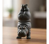 Clumsy Yoga Master Hippo - The Adorably Imperfect Yogi, Handcrafted 3D Printed Resin Hippopotamus Figurine, Unique Meditation Sculptures Desktop Decor for Home & Office