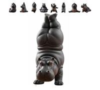 Clumsy Yoga Master Hippo - The Adorably Imperfect Yogi, Handcrafted 3D Printed Resin Hippopotamus Figurine, Meditation Hippopotamus for Fairy Garden,Home, Patio,Deck,Porch Yard Art Decoration (H)