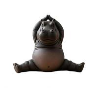 Clumsy Yoga Master Hippo, The Adorably Imperfect Yogi, Resin Meditation Hippo Yoga Statue Decor for Garden Home Patio Deck Porch Yard Art Decoration