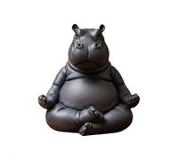 Clumsy Yoga Master Hippo, The Adorably Imperfect Yogi, Resin Meditation Hippo Yoga Statue Decor for Garden Home Patio Deck Porch Yard Art Decoration