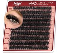 Cluster-Lashes 100D Individual-Eyelashes, Higu clace 12-20mm Thick Eyelash-Clusters D Curl, DIY Lash Extensions at Home (100D 12-20)
