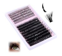Cluster Lashes, 100D Spiky Individual Eyelashes Thick 10-21mm D Curl Volume Lashes with Self-Fanning Fans for DIY Russian Lash Extensions Dramatic Manga Look