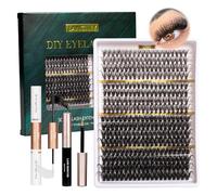 Cluster Lashes 320PCS Volume Individual Eyelashes 30D+40D+80D+100D Lash Extension Kit 12-20MM Natural Lash Clusters DIY Eyelash Extension Kit with Lash Bond and Seal Lash Tweezers-30+40+80+100D