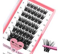 Cluster Lashes 72 Pcs Lash Clusters DIY Eyelash Extension Individual Lashes C-8-16mix Thin Band Easy to Apply at home Lashes (Adore, C-8-16mix)