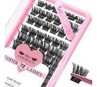 Cluster Lashes 72 Pcs Lash Clusters DIY Eyelash Extension Individual Lashes Into You-02 D-8-16 mix Thin Band Easy to Apply at home Lashes