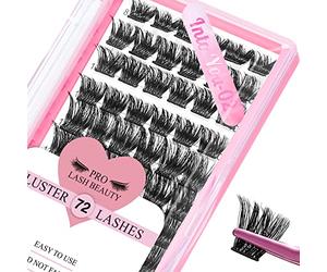 Cluster Lashes 72 Pcs Lash Clusters DIY Eyelash Extension Individual Lashes Into You-02 D-8-16 mix Thin Band Easy to Apply at home Lashes