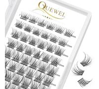 Cluster-Lashes 72 Pcs QUEWEL Individual-Lashes Wide Stem C/D Curl 8-16mm Length DIY Eyelash Extensions Individual Natural&Mega Styles Soft for Personal Makeup Use at Home (Natural-D-MIX8-16)
