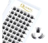 Cluster Lashes 72 Pcs QUEWEL Wide Stem Individual Lashes C/D Curl 8-16mm Length DIY Eyelash Extension False Eyelashes Soft for Personal Makeup Use at Home (natural03-C-14)