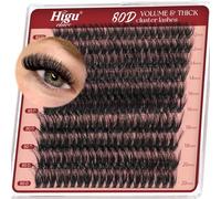 Cluster-Lashes 80D Individual-Eyelashes, Higu clace 12-20mm Thick Eyelash-Clusters D Curl, DIY Lash Extensions at Home (80D 12-20)