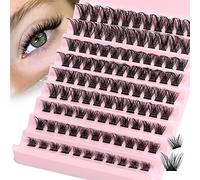 Cluster Lashes D Curl DIY Individual Eyelashes Extenison Natural Look Wispy Russian Lash Clusters Light 8-16MM Lashes Individual Cluster DIY at Home Fluffy Eyelash Clusters by JIMIRE