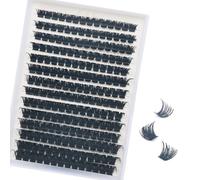 Cluster Lashes D Curl Individual Eyelashes 196PCS 10-18mm Mixed Trays Customizable Mega Cat Eyelash Extensions Look Soft Fluffy for Beginners(150D 10-18MM)