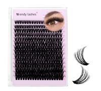 Cluster Lashes D Curl Individual Eyelashes Natural 50D-10-18mm Mixed Wispy Lash Clusters Reusable DIY Lash Extension at Home(FKDP-lash-50D-D)