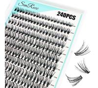 Cluster Lashes DIY Eyelash Extension 240pcs 20D D Curl Long Individual Lashes Mixed Tray Faux Mink Lash Clusters Extensions 0.07 Black (20D-0.07D-9-16mm)