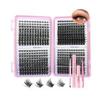 Cluster Lashes DIY Lash Clusters Eyelash Extensions 480PCS Individuel Eyelashes with Lash Glue & Remover 4 Styles False Eyelashes Wispy Fluffy D Curl Lash Extension Kit 8-16MM for DIY at Home(Kit)