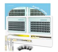 Cluster Lashes Kit - 10-16mm C Curl 120PCS Reusable Individual Eyelashes Kit with Lash Bond Seal Remover Tweezers - LANKIZ Russian Wispy Eyelash Clusters Long-Lasting All Day
