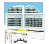 Cluster Lashes Kit - 10-16mm C Curl 120PCS Reusable Individual Eyelashes Kit with Lash Bond Seal Remover Tweezers - LANKIZ Wispy Spike Eyelash Clusters Long-Lasting All Day