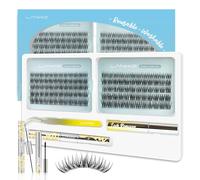 Cluster Lashes Kit - 10-16mm C Curl 120PCS Reusable Individual Eyelashes Kit with Lash Bond Seal Remover Tweezers - LANKIZ Natural Wispy Eyelash Clusters Long-Lasting All Day