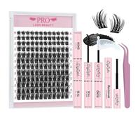 Cluster Lashes Kit 144pcs Eyelashes Individual Kit Natural Eyelash Clusters 8-18mm Lash Clusters D Curl Lash Extension Kit with Bond and Seal Lash Glue Lash Remover Easy to Apply at Home