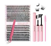 Cluster Lashes Kit, 30D + 40D Curl Fluffy False Eyelashes Kit with Glue & Tweezers Bond and Seal, Full Individual Eyelashes Kit for Natural & Glam Makeup Look