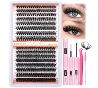 Cluster Lashes Kit 320Pcs Eyelash Extensions Kit 50D+60D Lash Clusters Kit D Curl Russian Individual Lashes Kit with Lash Bond and Seal Lash Tweezers for Self Use by GVEFETIEE (0.07D-9-16MIX KIT)