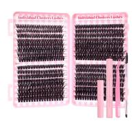 Cluster Lashes Kit 640Pcs, 9-16mm Lash Clusters 60D/80D/100D/120D, Individual Eyelashes with 4 Tools, Easy DIY Lashes Individual Cluster
