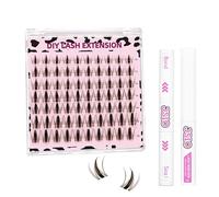 Cluster Lashes Kit - D Curl 10-18mm Wispy Individual Lash Clusters with Bond&Seal&Remover, Soft Lightweight Natural DIY Eyelash Extensions, Invisible Band Lashes for Beginners at Home (Manga-Brown)