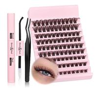 Cluster Lashes Kit D Curl Cluster Lashes with Bond Seal Lash Glue 108Pcs Wispy Lashes Individual Cluster Kit 8-16MM Eyelashes Individual Kit DIY at Home Lash Extensions Kit by JIMIRE