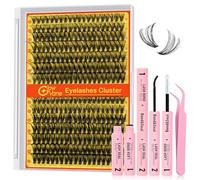 Cluster Lashes Kit D Curl, GlowVane Eyelashes Individual Kit 10-18 mm, Cluster Lashes with Lash Bond and Seal and Tweezers (30D + 40D V04)