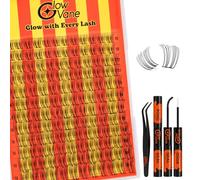 Cluster Lashes Kit, GlowVane Wispy Eyelashes Individual Clusters 10-18 mm D Curl, Reusable Eyelash Cluster Kit with Lash Bond and Seal and Tweezers (Flake A03)