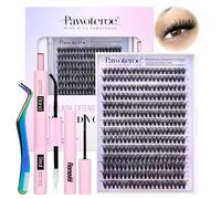 Cluster Lashes Kit Individual Eyelashes 280pcs Eyelash Extension Kit Lashes Individual Cluster 9-16mm Lash Extension Kit with Lash Bond and Seal, Remover, Tweezers for Self Use (40D, Kit)