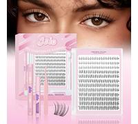 Cluster Lashes Kit - Individual Lash Clusters D Curl 10-18mm with Bond & Seal & Remover, Natural Wispy Lashes, DIY Eyelash Extensions Kit for Beginners by Jsio (Ballet)