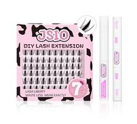 Cluster Lashes Kit Manga Spiky Individual Lashes D Curl Cluster Eyelash Extensions 10-16mm Individual Eyelashes Kit with Lash Bond&Seal&Remover DIY Eyelash Extensions Kit By Jsio（Manga Kit）
