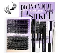 Cluster Lashes Kit Mixed 12-16mm 40D+50D D-Curl Wispy Individual Eyelashes Set Natural Look DIY at Home for Beginner(HZKit-40D+50D-1216mm)