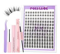 Cluster Lashes Kit Spikes Individual DIY Eyeashes Manga Extension Kit Invisible Band with Bond Seal Tweezers Wispy Natural Look DIY at Home