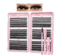 Cluster Lashes Kit Wispy Eyelashes Natural Individual Eyelashes 560PCS Thick Eyelash Extension Kit 60D 80D 100D DIY Eyelash Extension Kit with Lash Bond and Remover, Tweezers Mix 8-16mm(C05KIT)
