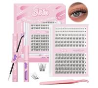 Cluster Lashes with Bottom Kit Lashes Individual Cluster Kit Whisper Lash Clusters with Bond&Seal&Remover D Curl Lashes DIY Eyelash Extensions Kit By Jsio(Luxe Kit)